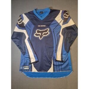 VTG FOX RACING Y2K Motocross Blue Black White Jersey Shirt XXL AOP Moto Light
